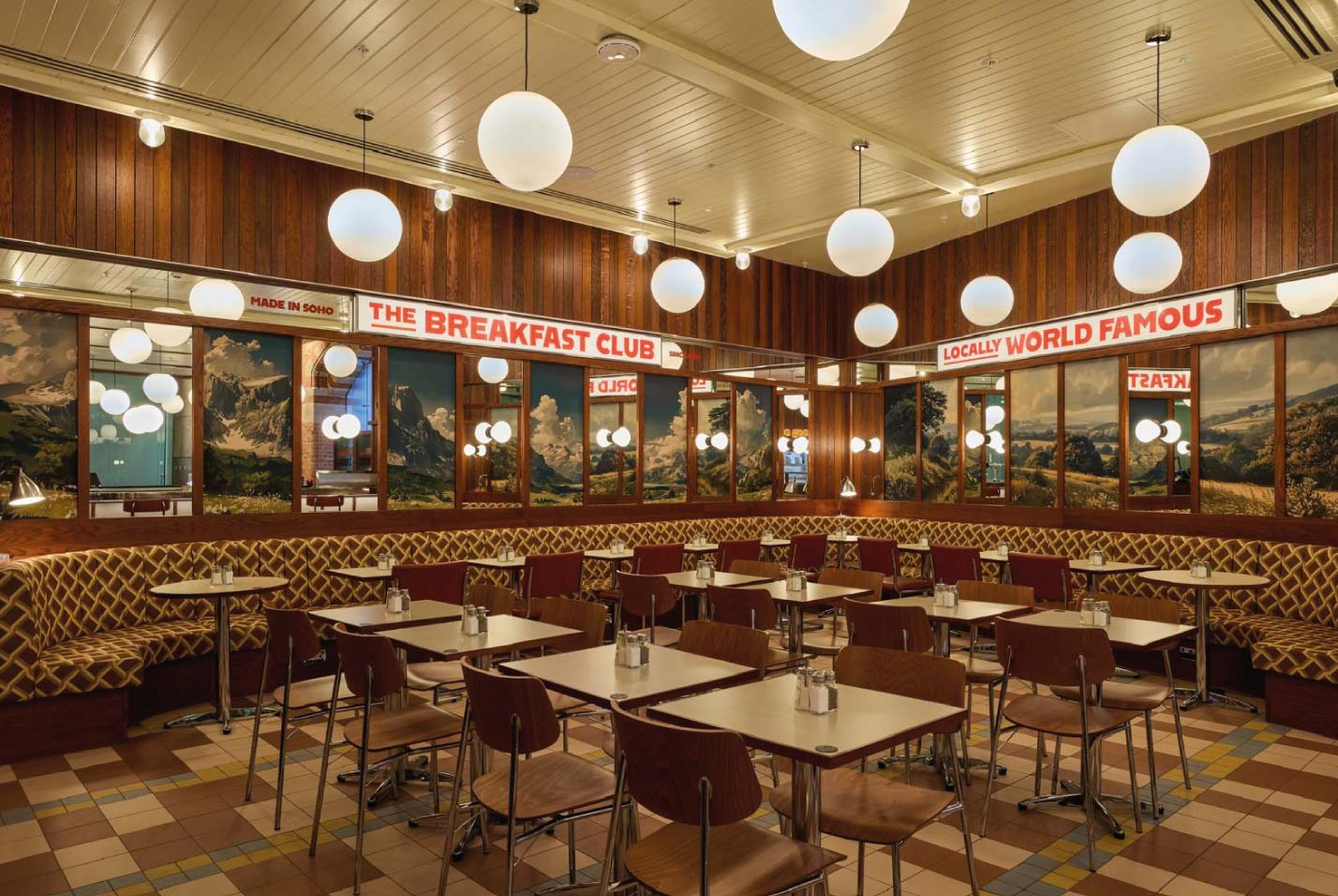 Bespoke banquette seating at The Breakfast Club St Pancras