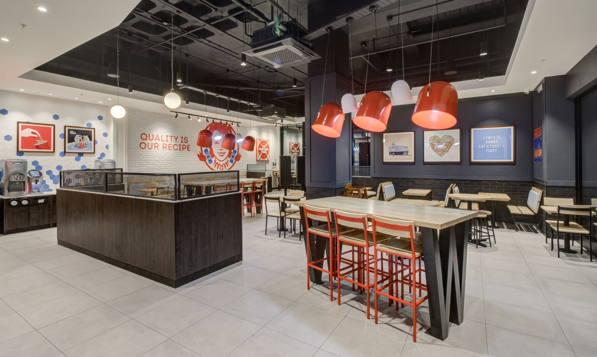 Wendy’s restaurant interior with bespoke tables and seating